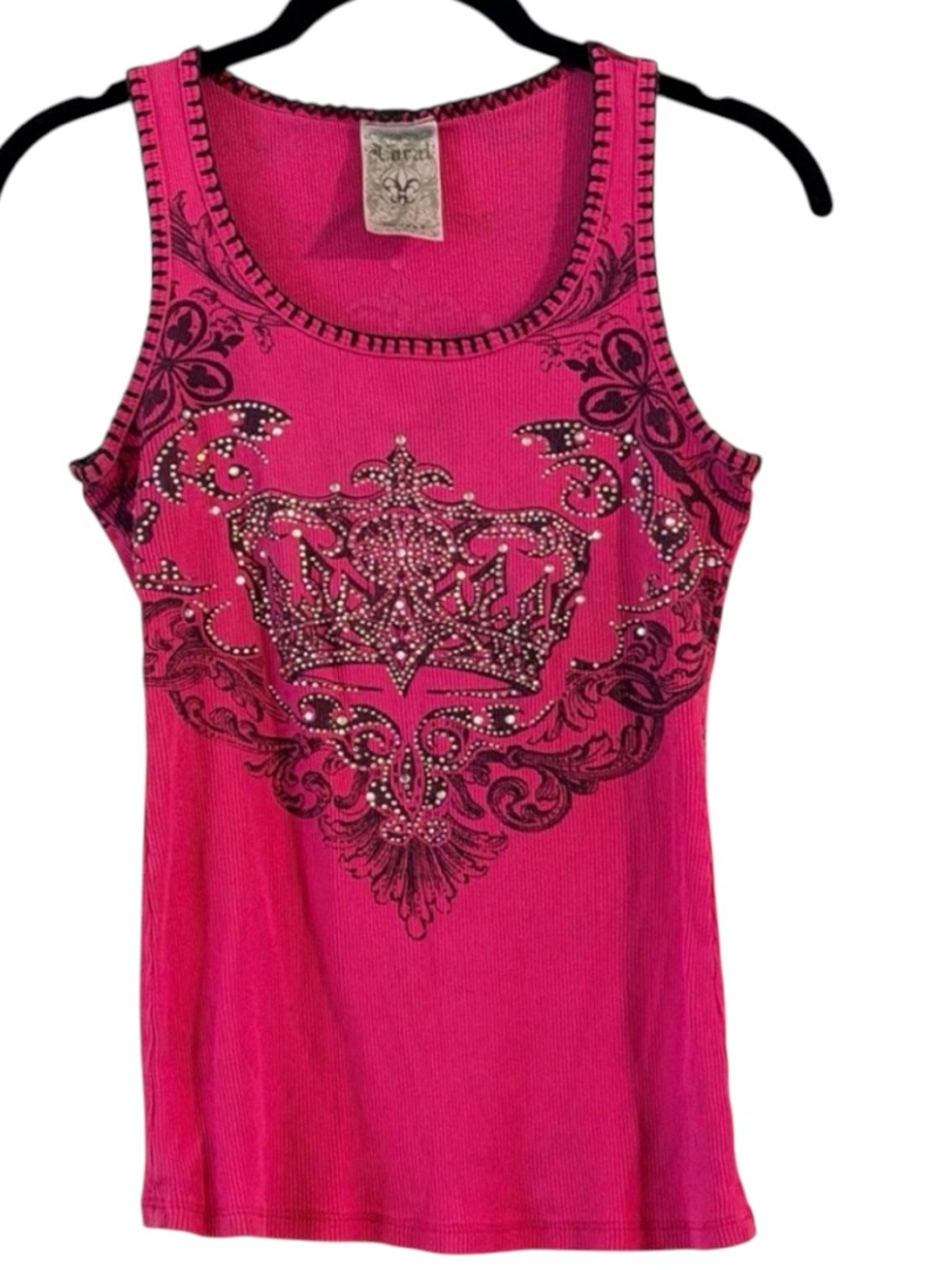 Vocal Fuchsia Rhinestone Embellished Tank Top Size S